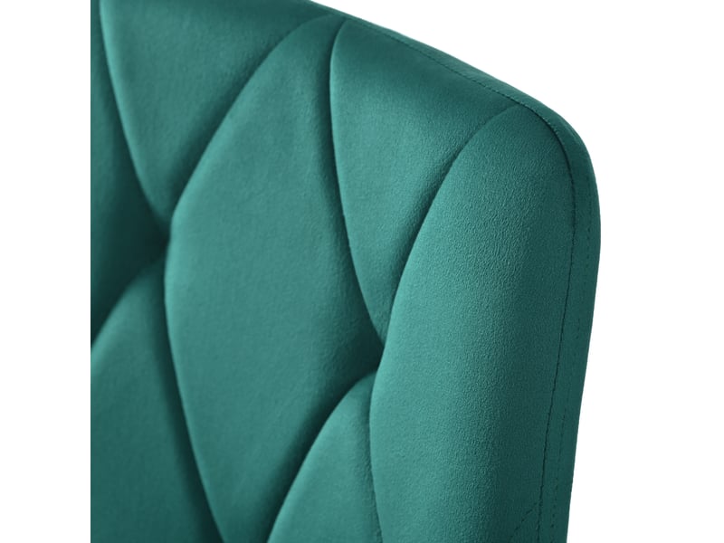  Ensemble table à manger avec 4 chaises, table rectangulaire blanche effet marbre 117 x 68 cm, velours vert émeraude  - Conforama R