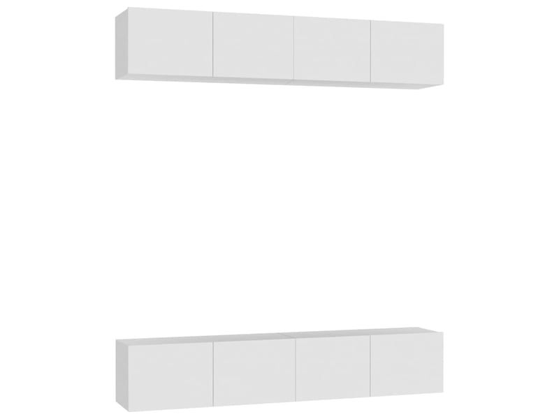 Lot de 4 meuble tv bas salon blanc 80x30x30 cm bois d'ingénierie shl48974  - Conforama A