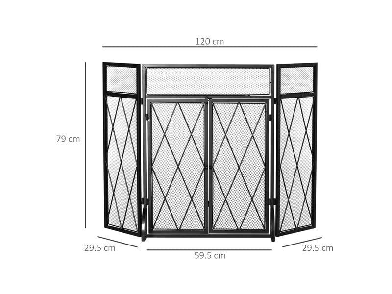 Pare-étincelles de cheminée 120x79 cm trois panneaux métal noir  - Conforama E
