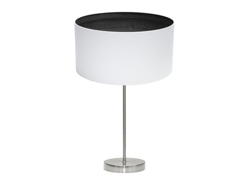  Fabrilamp tatiana grande lampe à poser nickelé blanc effet bois noir, abat-jour textile finition bois, 1 x e27, 63 cm 189171109 - Conforama A