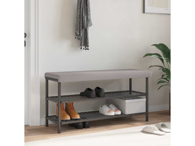 Coussin de banc, coussin d'assise, coussin de canapé tissu sherpa gris clair profondeur 35 cm cf53832 - Conforama B