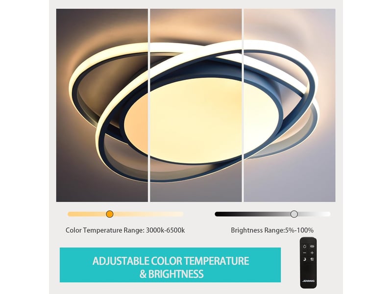  Plafonnier led bleu 54 w pour chambre d'enfant – intensité variable avec télécommande, température de couleur réglable, ø 52 cm  - Conforama D