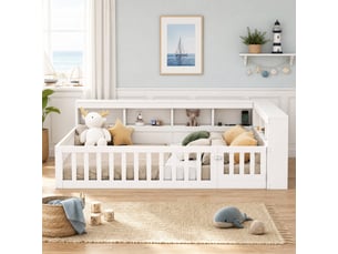 Lit avec rangement 140x190 cm MEUBLIV   coloris blanc