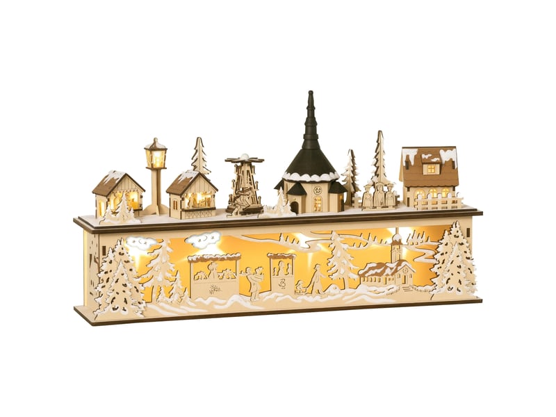  Village de noël lumineux 10 led blanc chaud effet bois 45 x 10 x 25 cm  - Conforama A