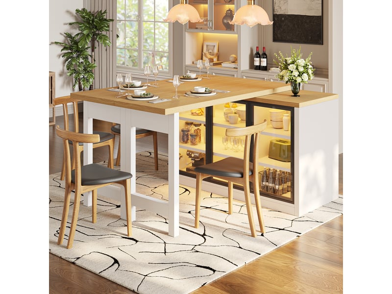  Îlot de cuisine, 120x40x72 cm, ports de charge, rangement intégré, en verre, blanc cao-N620ZG260615W-conf-NEW - Conforama C