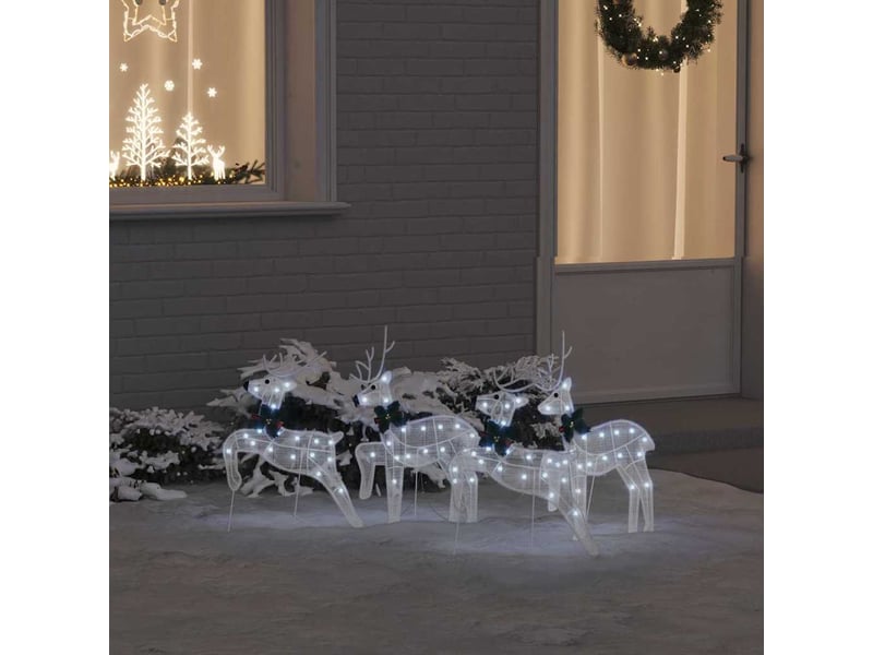 Lot de 4 rennes led, éclairage de noël, décoration de noël blanc 45 x 19 x 65 cm tissu cf62086 - Conforama B