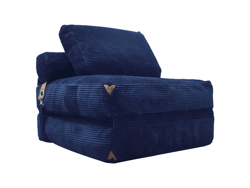  Canapé-lit,87x86x40 cm,1 place avec rangement intégré,flanellette,bleue  - Conforama A
