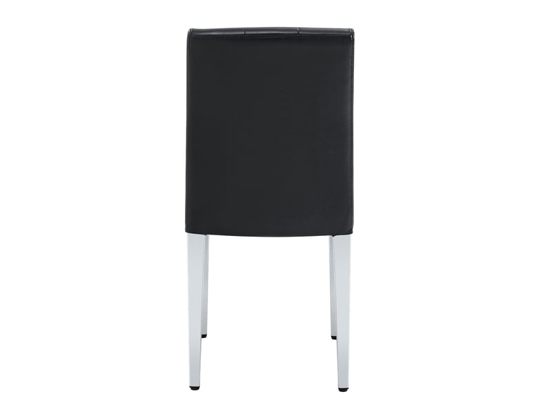  Lot de 4 chaises de salle à manger, chaise cuisine, design moderne, pu noir, métallique argenté, dossier à motif losange  - Conforama D