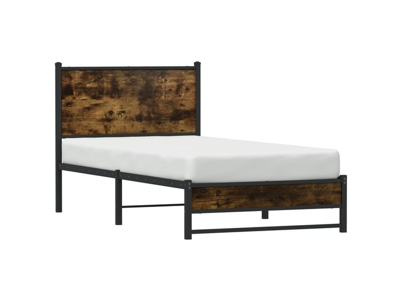  Lit simple- lit adulte -  cadre de lit en métal sans matelas chêne fumé 80x200 cm  - Conforama C