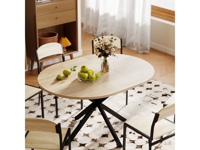  Table à manger extensible, table de cuisine mdf, couleur bois naturel 135x100x75cm  - Conforama D