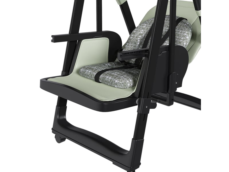  Chaise haute bébé 2-en-1 59x76x96 cm pliante et réglable — vert foncé  - Conforama D