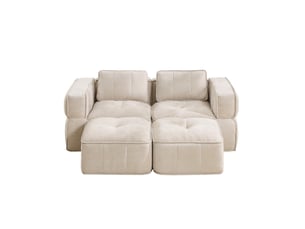 Canapé d'angle compressé panoramique fixe <strong></strong> <strong>Fay Lum</strong> 2 places Polyester beige