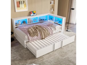 Lit banquette 90x200 cm <strong>SAPGAKS</strong> <strong></strong> coloris blanc