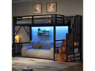 Lit mezzanine 90x200 cm <strong></strong> <strong>254x95.5x160cm</strong> coloris noir