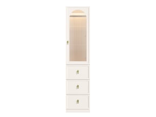 Armoire penderie 1 porte étroite blanche avec 3 tiroirs - éclairage led 45x48x200 cm