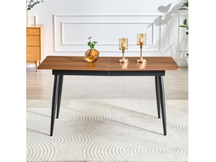 Table à manger rectangulaire 190,5 x 80 cm – walnut – plateau effet bois, pieds métal industriel