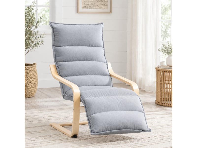  Fauteuil à bascule modenvie avec repose-jambes réglable 67 x 93-114 x 105 cm aspect velours gris clair  - Conforama E