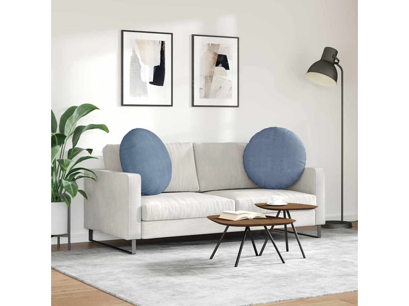  Lot de 2 coussins de siège, coussins décoratifs tissu en velours côtelé bleu ø60 x 21 cm cf59790  - Conforama D