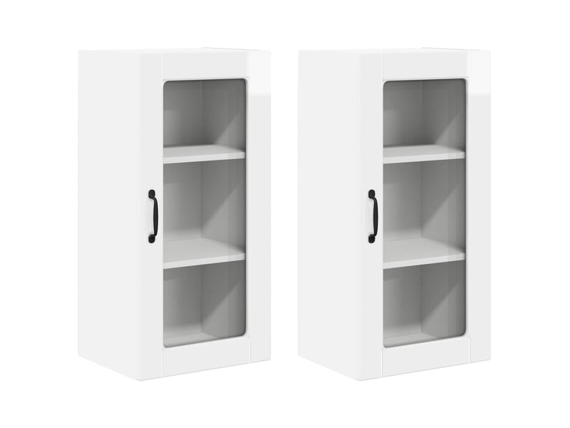  Meuble mural de cuisine, cabinet en verre mural 2 pcs blanc brillant shl8989  - Conforama A