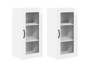 Meuble mural de cuisine, cabinet en verre mural 2 pcs blanc brillant shl8989