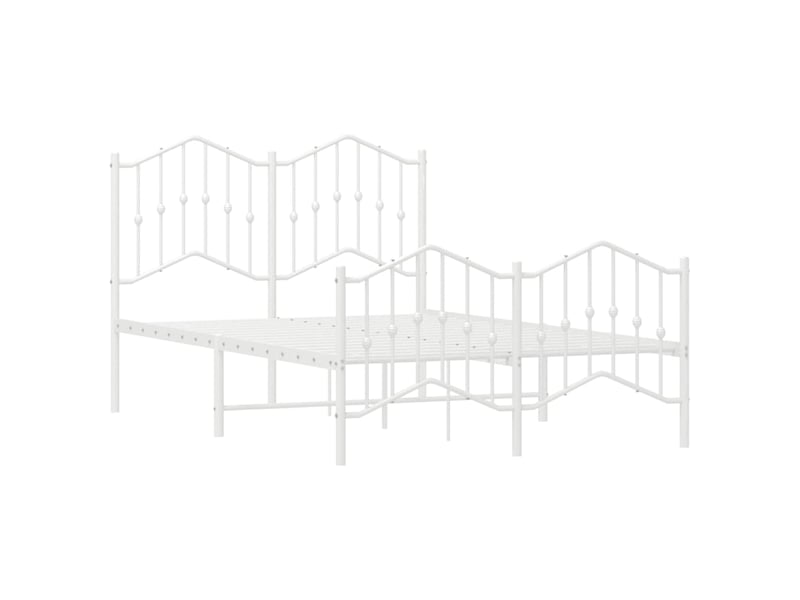  Lit double- lit adulte -  cadre de lit métal sans matelas et pied de lit blanc 120x190 cm  - Conforama C