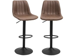 Tabourets de bar lot de 2 réglables en hauteur pivotants avec dossier et repose-pieds en microfibre marron
