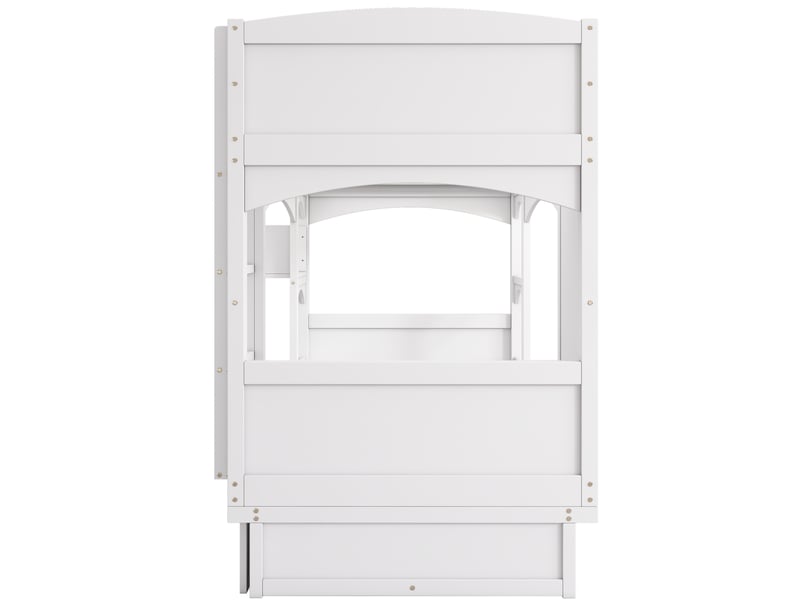  Lit superposé enfant 90x200 cm avec bureau pliable et 2 tiroirs bois et mdf blanc sans matelas  - Conforama E
