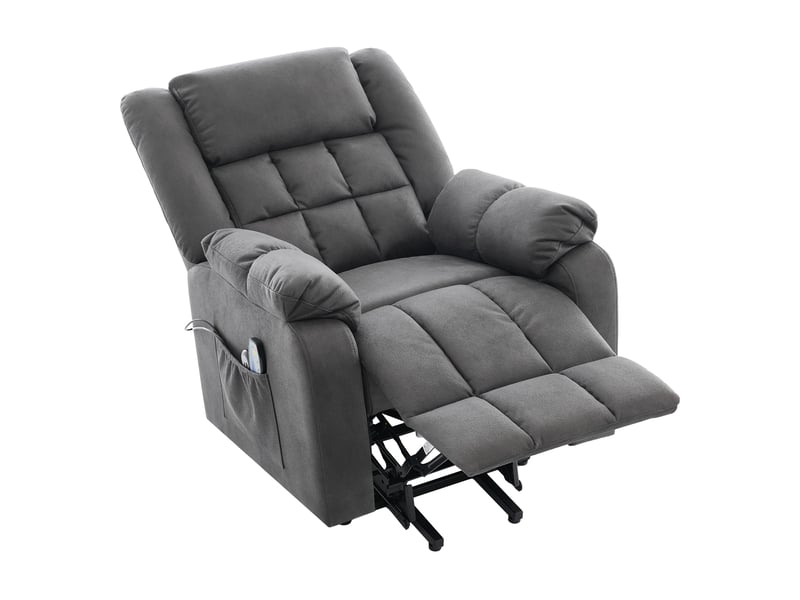 Fauteuil releveur 87x96x103 cm – fauteuil 1 place avec massage chauffage repose-pieds porte-gobelet usb – tissu – gris foncé - Conforama A