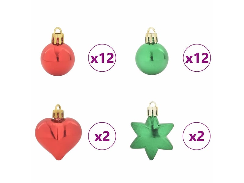  Ensemble de boules de noël 40 pcs rouge et vert ø 6 cm plastique  - Conforama E