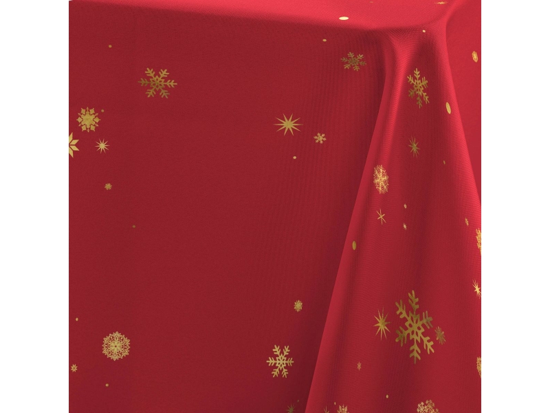  Nappe imprimé métallisé constellation 150x240cm rouge &amp; or  - Conforama B