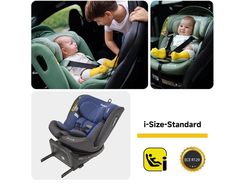 Siège auto enfant 53x46x64 cm bleu en tissu, polypropylène et acier inoxydable, pivotant 360 degrés i-size - Conforama E