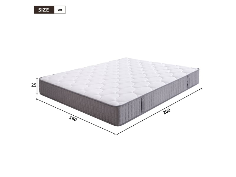  Matelas 160x200x25 cm 7 zones de soutien h3, matelas ressorts ensachés confort durable, mousse haute densité, blanc  - Conforama C