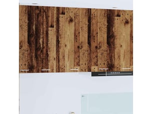 Meuble de rangement cuisine, armoire suspendue bois ancien et blanc 50x31x80cm