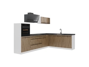 Vicco cuisine en angle, chêne artisanblanc, 287 x cm plan de travail anthracite