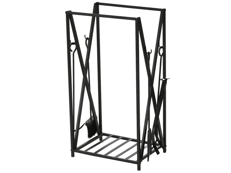  Porte-bûches en acier avec 4 accessoires, format vertical compact, capacité 100 kg  - Conforama A