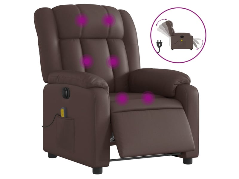  Fauteuil de relaxation tv fonction massage inclinable électrique 6 points de massage en pvc marron dec027206  - Conforama B