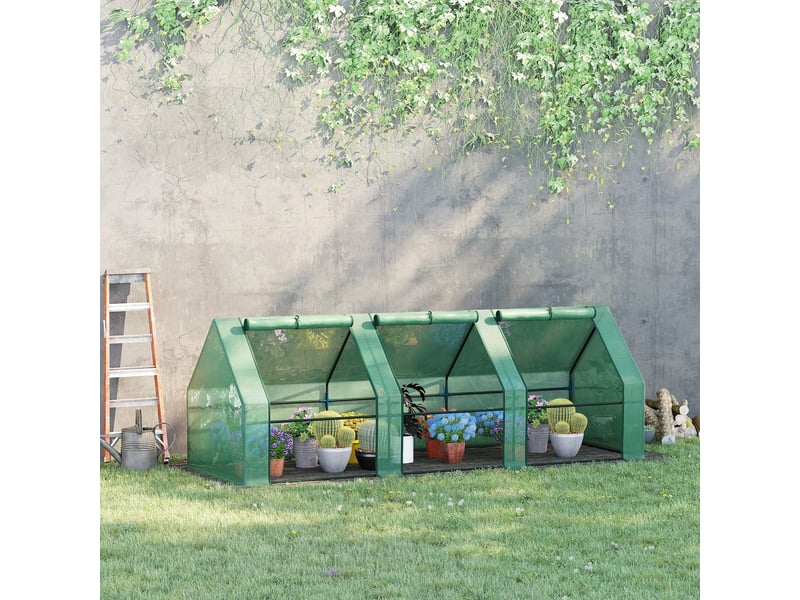 Serre extérieurjardin 270x90x90 cm, abri 3 fenêtres, acierpe 140 gm², plantesfleurstomateslégumes. - Conforama C
