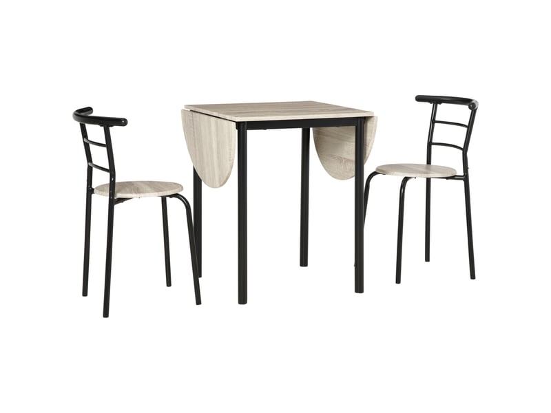  Ensemble table ovale extensible et 2 chaises - table à rabats - métal et mdf - noir et naturel  - Conforama A