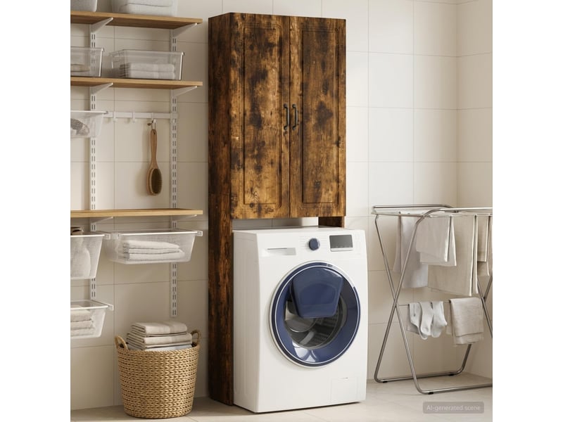  Armoire de toilette, meuble de toilette utrecht chêne fumé 66x25.5x190 cm  - Conforama B