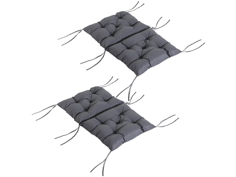  Lot de 2 coussins de chaise 50 x 98 x 8 cm avec dossier et 6 cordons de fixation, pour jardin, terrasse ou balcon, gris foncé.  - Conforama A