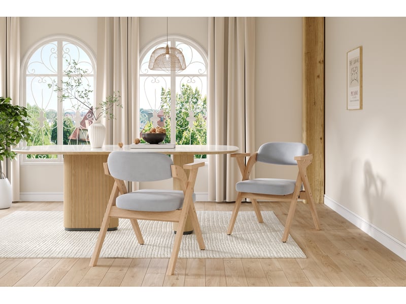  Lot de 4 chaises pliantes en bois massif avec coussins velours gris – parfaites pour salle à manger et café  - Conforama C