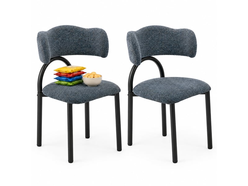  Lot de 2 chaises de salle à manger 50,7x47 cm – bleu – assise et dossier rembourrés, piètement métal noir  - Conforama A