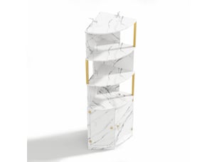 Meuble d'angle 2 portes avec étagères mdf blanc 38 x 38 x 180 cm
