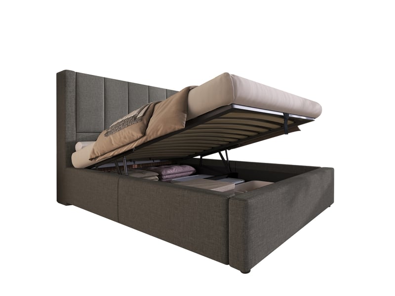  Modenvie lit coffre 90x200 cm - rangement sous le lit, station de charge usb c - matelas inclus - gris  - Conforama A