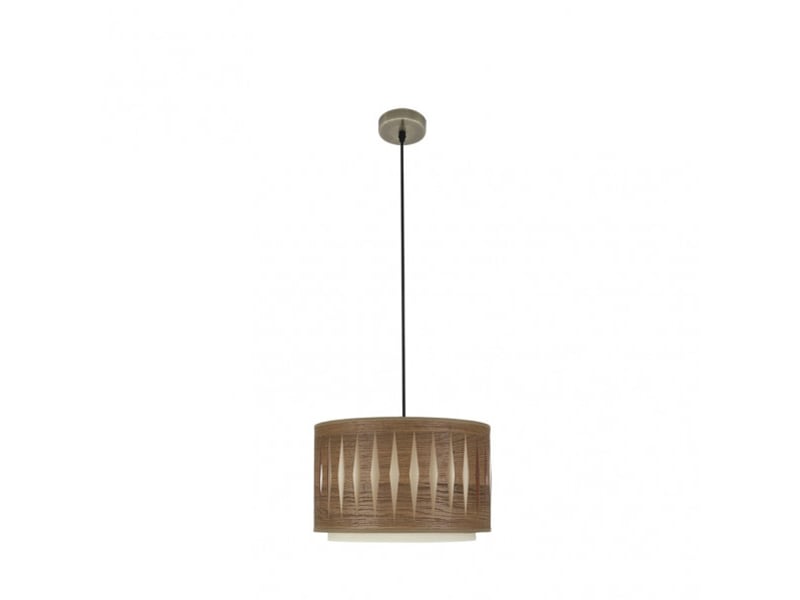  Suspension fabrilamp alexandra cuir bois foncé 1 x e27 ø 30 cm 177893084 - Conforama A