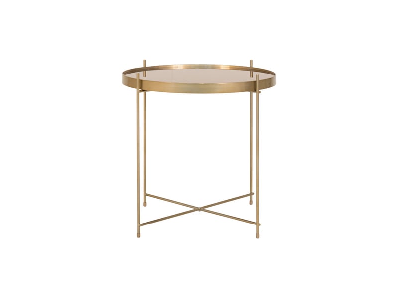 Roma-table basse acier couleur laiton et verre ø48cm  - Conforama A