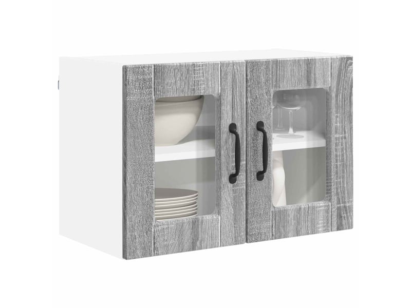  Cabinet en verre mural 2 pcs gris sonoma bois d'ingénierie shl3248  - Conforama C