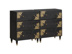 Buffet - bahut - meuble de rangement 2 pc 60 x 33 x 75 cm bois de mangue massif noir