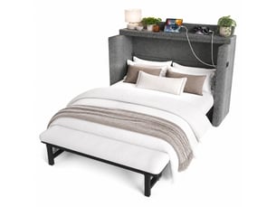Lit avec rangement 140x200 cm MEUBLIV   coloris gris