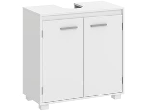 Meuble sous lavabo blanc 60 cm, découpe en u et étagère réglable sur 3 niveaux